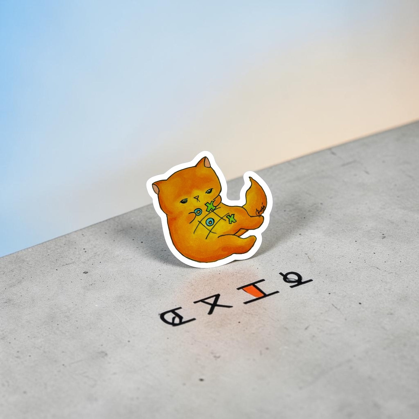 Tic-Tac-Toe Cat Sticker | Waterproof & Weatherproof Vinyl