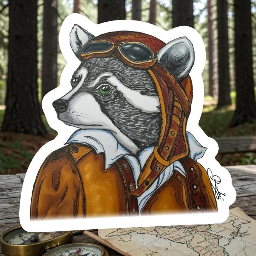 Everett the Aviator Sticker | Waterproof & Weatherproof Vinyl