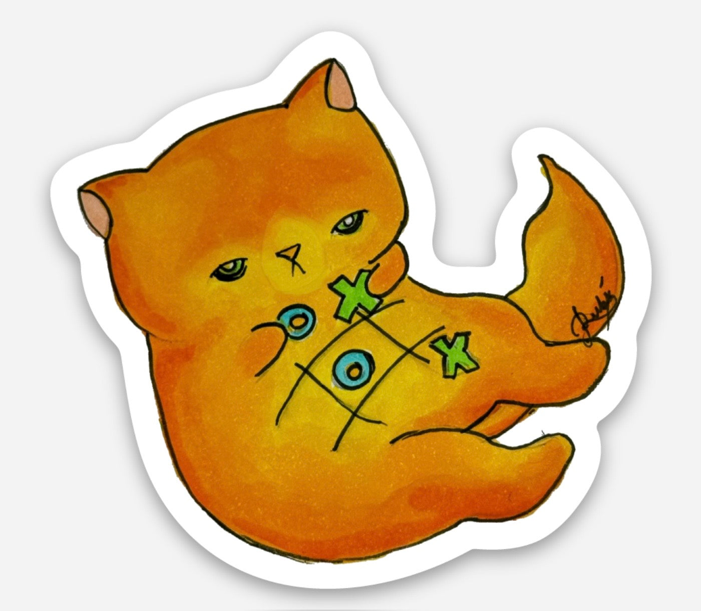 Tic-Tac-Toe Cat Sticker | Waterproof & Weatherproof Vinyl