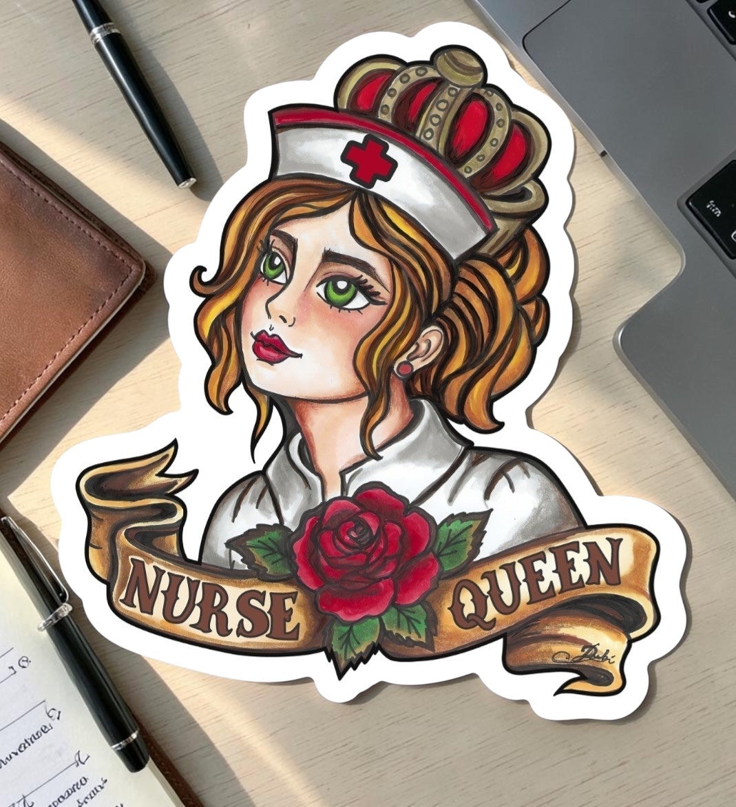 Nurse Queen Sticker | Waterproof & Weatherproof Vinyl