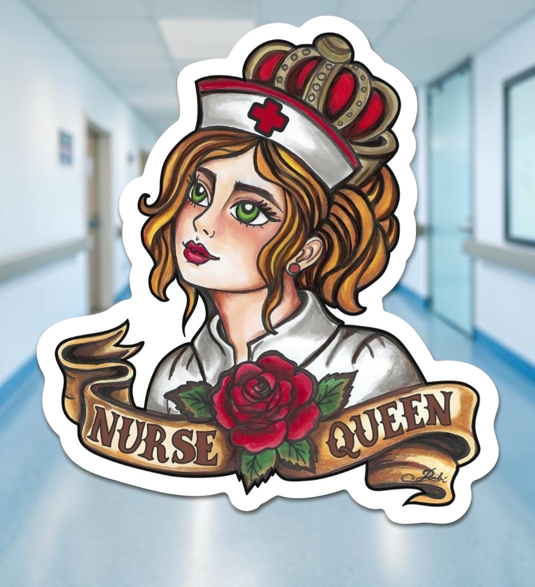 Nurse Queen Sticker | Waterproof & Weatherproof Vinyl