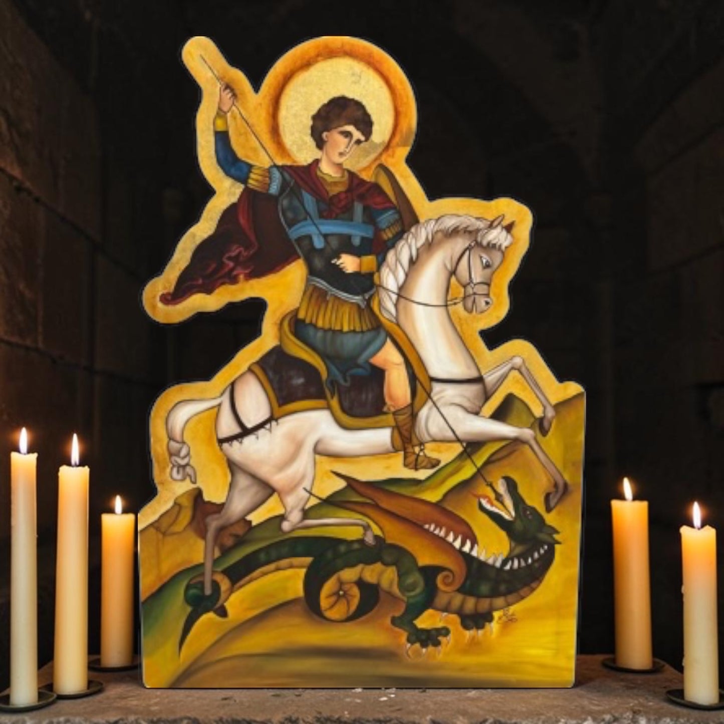 Saint George Slaying the Dragon Sticker | Waterproof & Weatherproof Vinyl