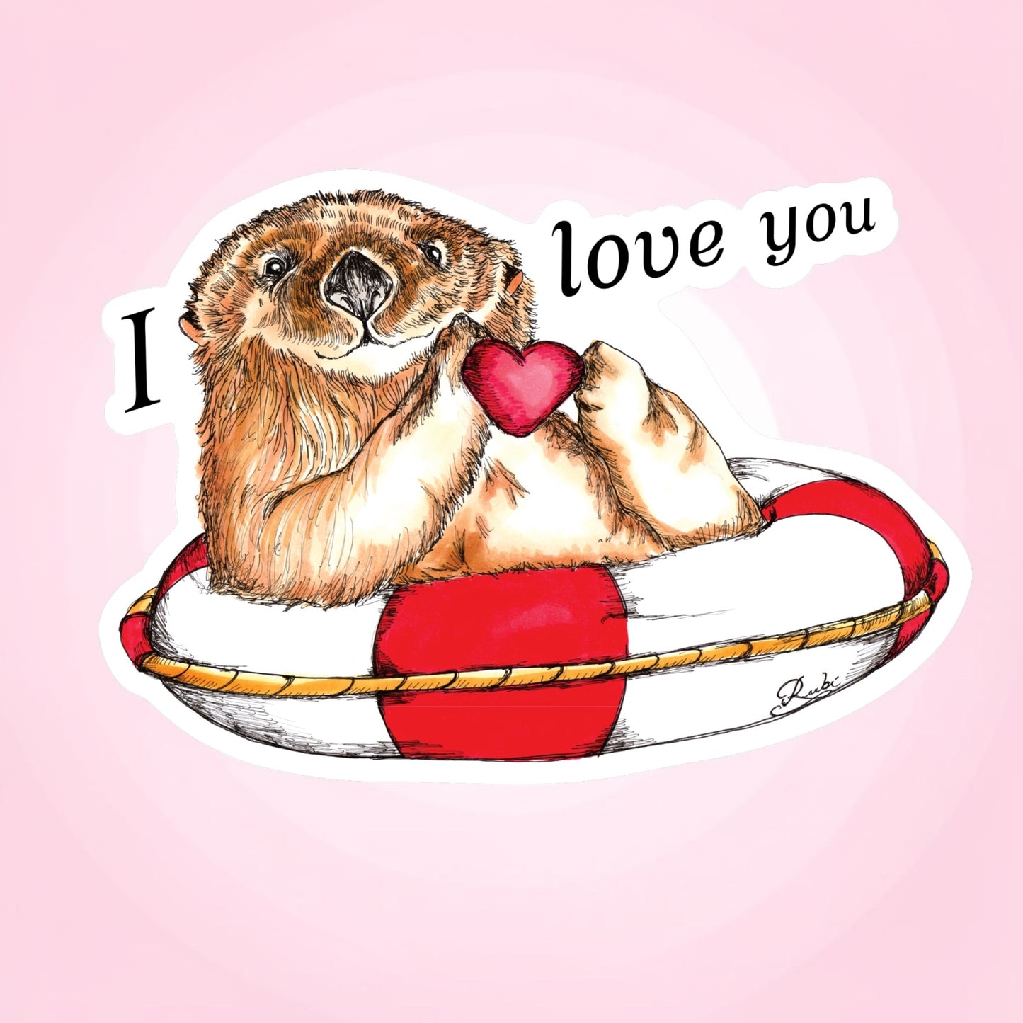 Otter Love Sticker | Waterproof & Weatherproof