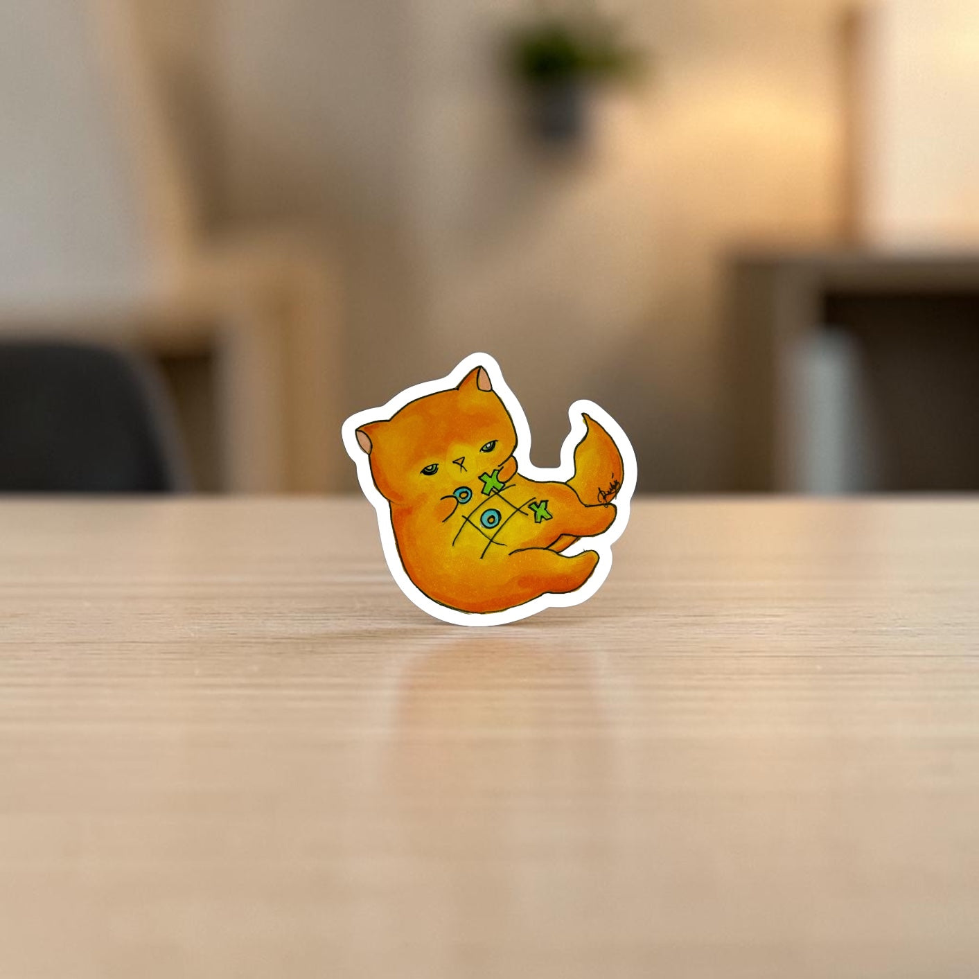 Tic-Tac-Toe Cat Sticker | Waterproof & Weatherproof Vinyl
