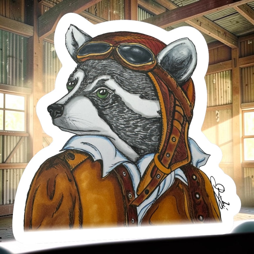 Everett the Aviator Sticker | Waterproof & Weatherproof Vinyl