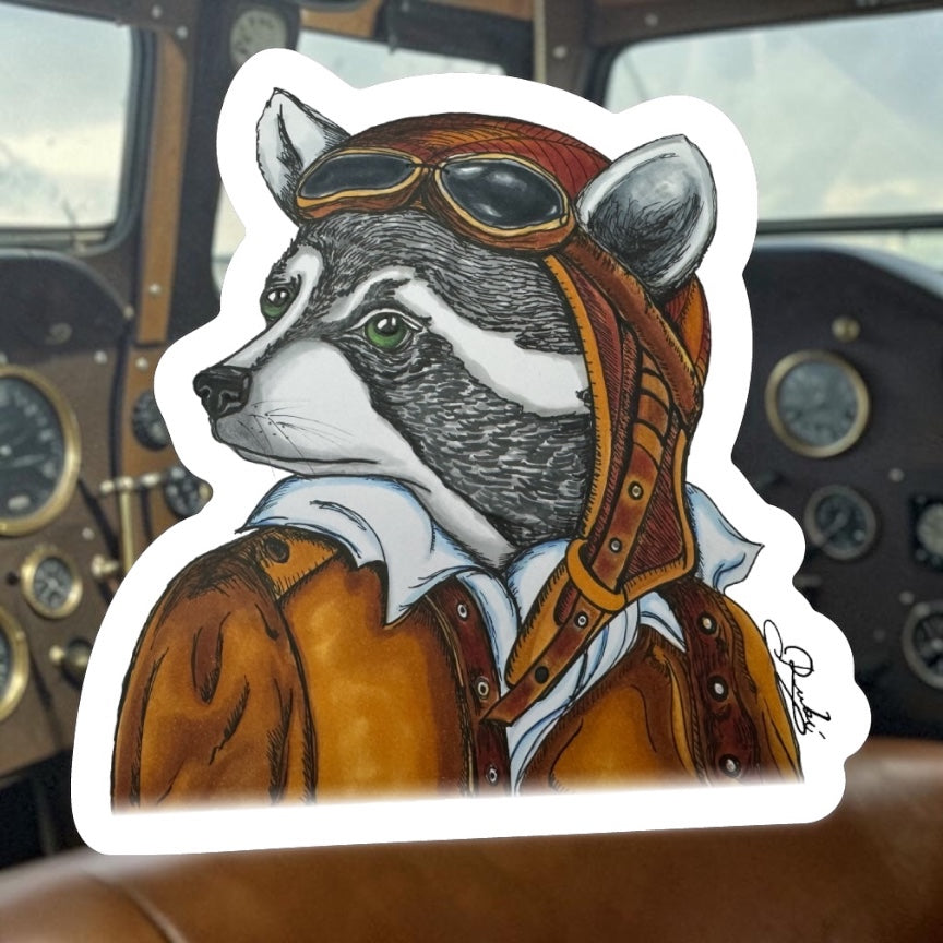 Everett the Aviator Sticker | Waterproof & Weatherproof Vinyl