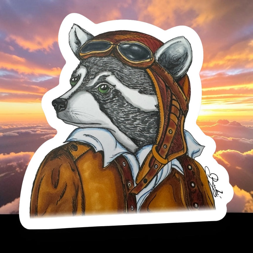 Everett the Aviator Sticker | Waterproof & Weatherproof Vinyl
