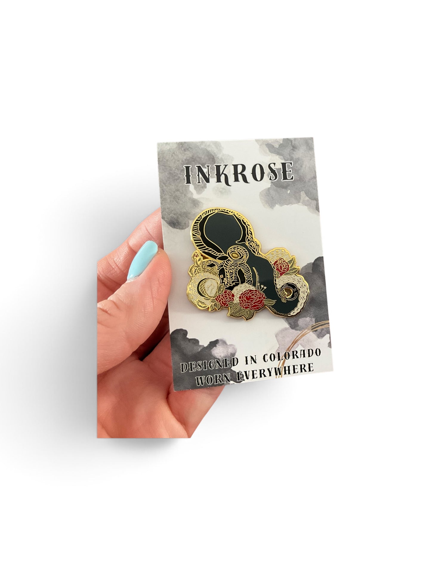 Inkrose Gray & Gold Octopus | Hard Enamel Pin - Double Clutch