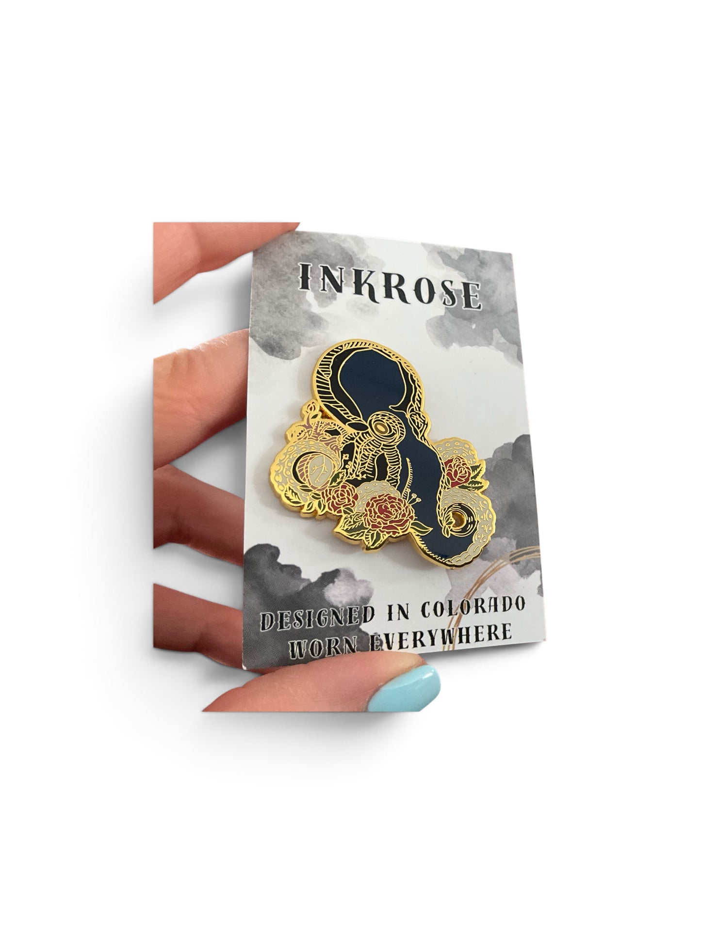 Inkrose Blue & Gold Octopus | Hard Enamel Pin – Double Clutch