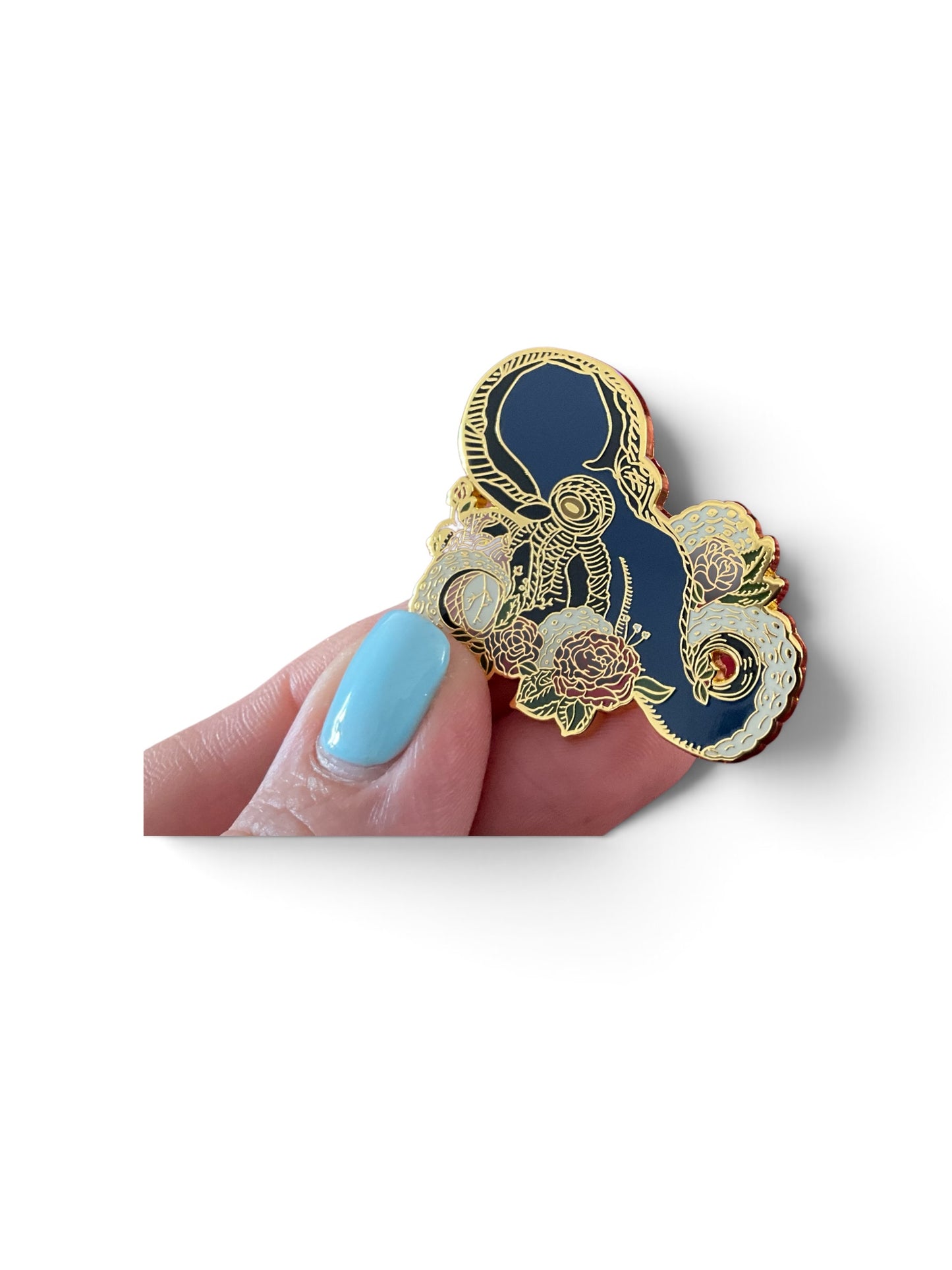 Inkrose Blue & Gold Octopus | Hard Enamel Pin – Double Clutch